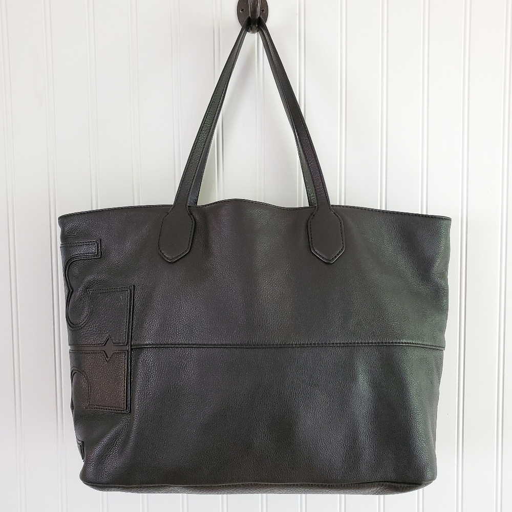 Tory Burch East-West Stacked Logo Tote Black